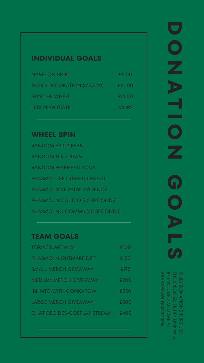 Ahead of tonight's #DonationDash raising money for <a href="/BritishRedCross/">British Red Cross 🧡</a> - I've created a cheat sheet for donation goals and targets for my stream at 18:00 (BST) tonight! twitch.tv/ash_kapow