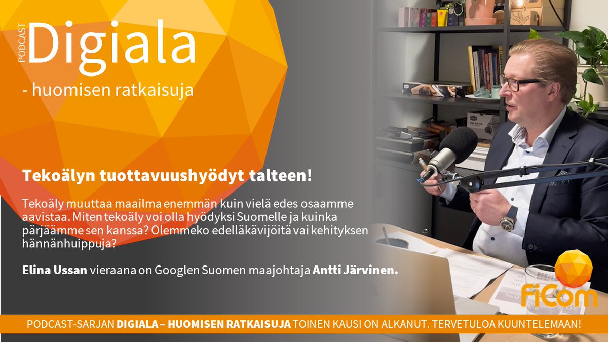 #Tekoäly on kaikkien puheissa - siitä keskustelevat myös @ElinaUssa ja Googlen maajohtaja Antti Järvinen podcastimme uusimmassa jaksossa. Kuuntelusuositus! #digiala #podcast 🎧open.spotify.com/episode/3Mhpef…
