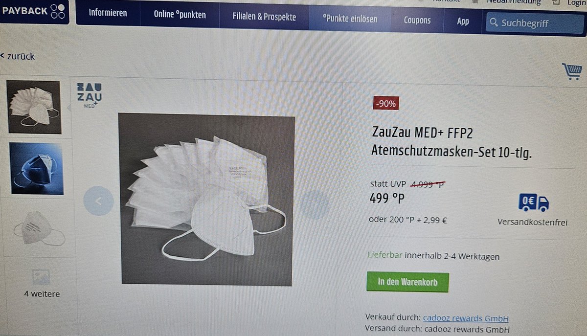 Kannst du dir nicht ausdenken 😁 Jetzt werden @Karl_Lauterbach's überschüssige Masken bei #Payback für günstige 499 °P angeboten. Also, Ihr linksgrünen Naivlinge, löst eure @PAYBACK_GROUP Punkte ein und bekommt vielleicht sogar ein kostbares Autogramm vom #Krankheitsminister. 👻