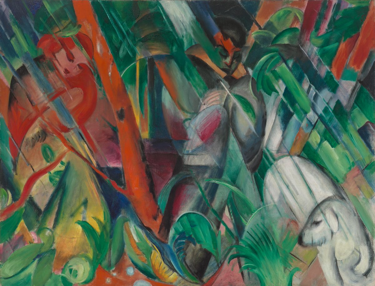 ‘Is there a more mysterious idea than to imagine how nature is reflected in the eyes of animals?’ – #FranzMarc ​ ​See Franz Marc’s lively paintings in our Tate Modern exhibition #Expressionists. 🎟️ bit.ly/3I2N9J1 ​ ​🎨 Franz Marc, In the Rain, 1912, Lenbachhaus Munich