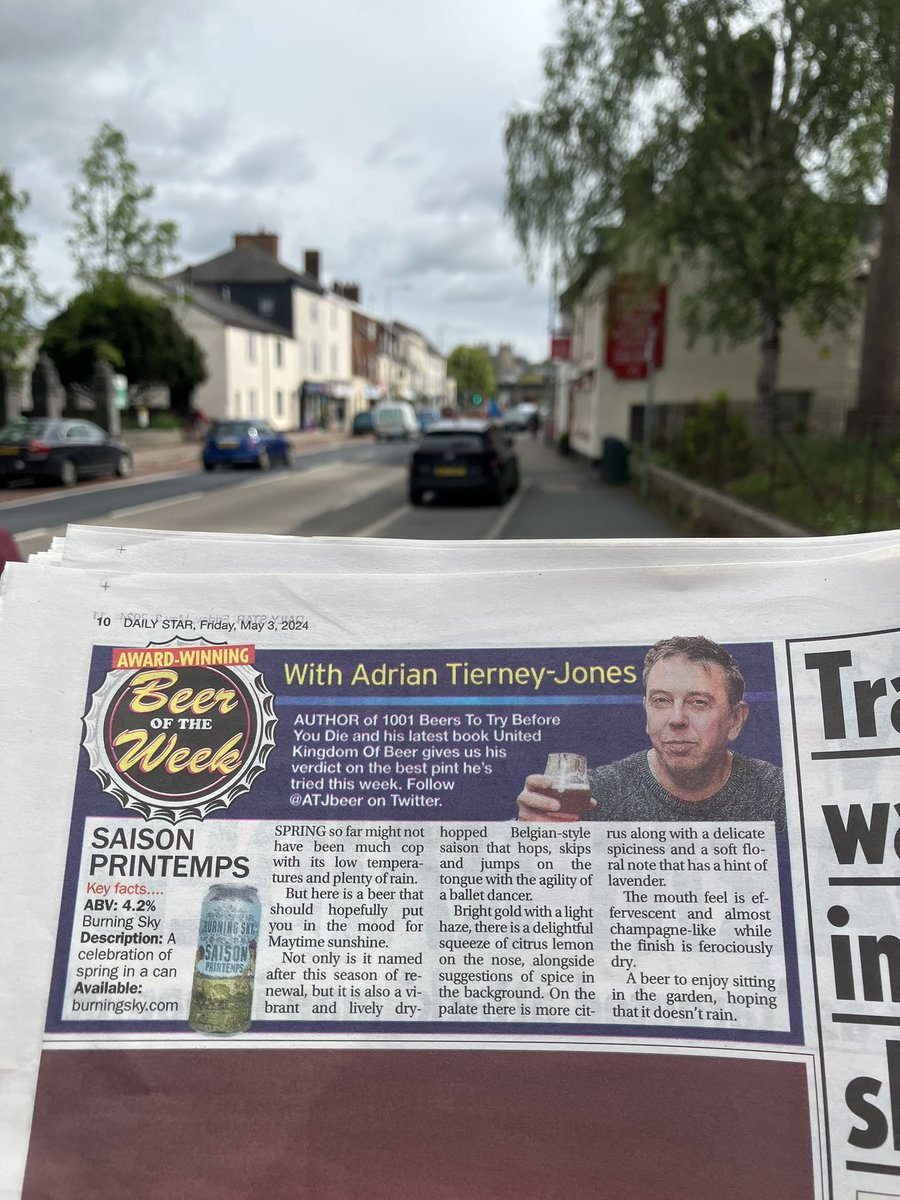 If you look very carefully you can seen the blur of Exeter Cathedral in the distance but it’s the beer we’re here for today, in this instance this eloquent saison from @burningskybeer is my beer of the week in today’s @dailystar