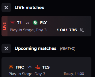 Over 1M Peak Viewers during the first match of the day between @FlyQuest vs @T1 at #MSI2024 Play-In Stage, Day 3 with a win for T1! Don't miss @FNATIC vs @TOP_Esports_ next Live stats: escharts.com/tournaments/lo…