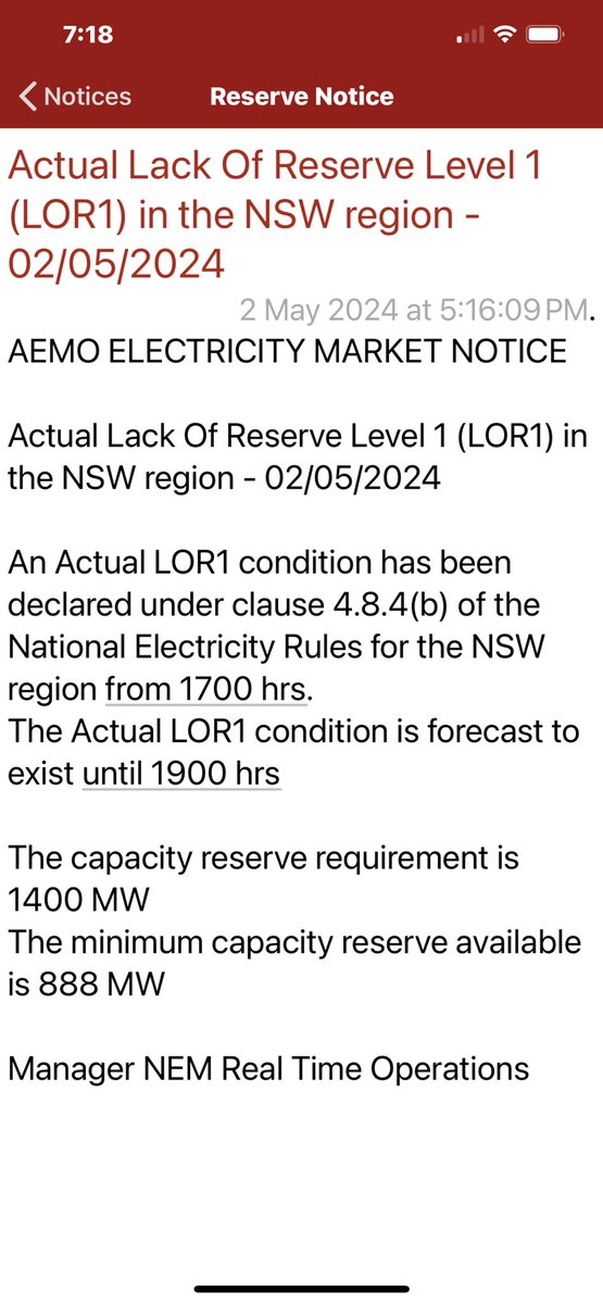 “Actual lack of reserve”

This is not a good sign for an electricity supply system.

Before renewables, grids generally operated with 15 to 20% of capacity in reserve.

The advent of renewables caused the steady decline of reserve capability.

Call them Ruinables, it fits.