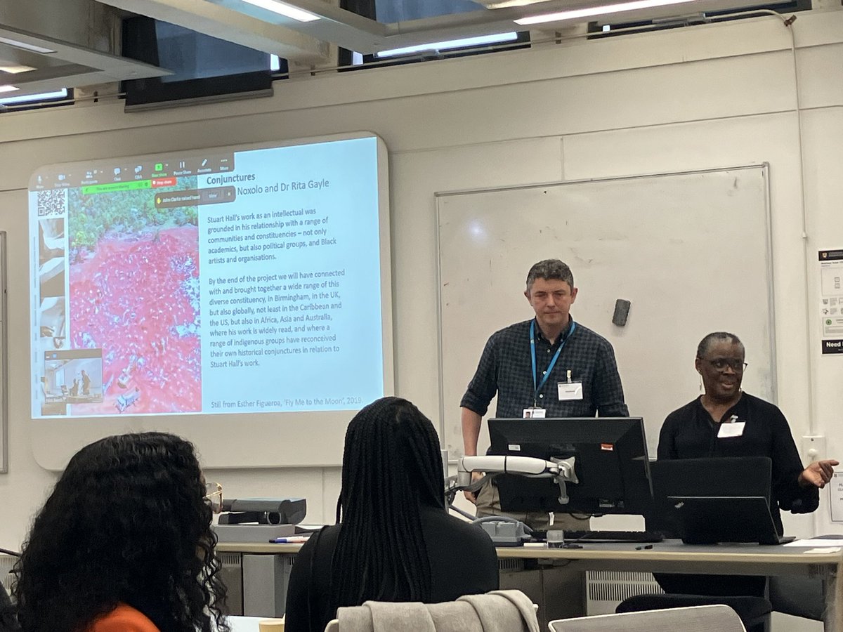 Nick Beech @beech_nick and Prof Pat Noxolo @patnoxolo introduce the strands of the day which all sound cool and interesting including the @ConjuncturesP which looks at how we can apply Stuart Hall’s work in contemporary academic practice.