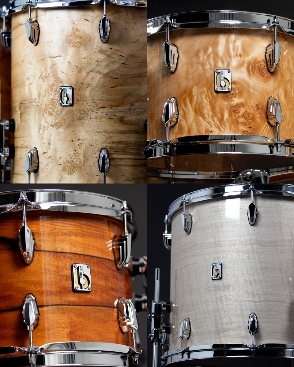 From natural wood finishes to the sleek metallic sheen, every drum tells its own story. 🥁✨ Founders Reserve, available at the following dealer: (Top Left) DrumShopUK (Top Right) @grdrums rums (Bottom Left) @Rattleanddrum (Bottom Right) IntoMusic