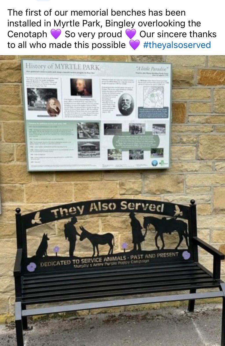 We are very proud to announce that our first memorial bench has been installed in Myrtle Park, Bingley opposite the Cenotaph. #Theyalsoserved