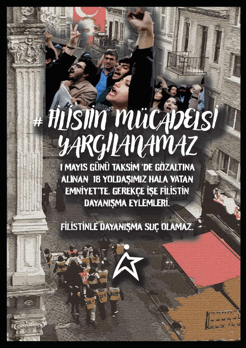 Filistin mücadelesi yargılanamaz! Gözaltına alınan yoldaşlarımız serbest bırakılmıyor, gerekçe ise ''İsrail'le ticarete dur'' denmesi olarak gösteriliyor. Bugünkü basın açıklamasını iptal ediyoruz. Filistin'i savunan herkesi dayanışmaya çağırıyoruz.