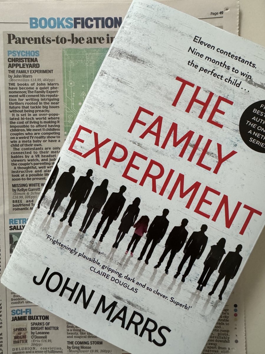 Dead chuffed for this amazing review of #TheFamilyExperiment in today's Daily Mail. 'Thoughtful and well written.' I'll take that! The book is released on May 9 in the UK and can be pre-ordered from Amazon and Waterstones.