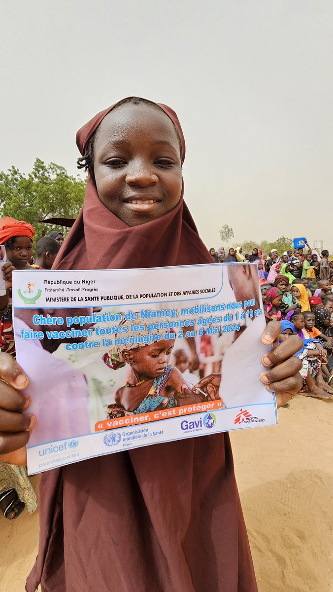 DrBenido's tweet photo. Congrats to #Niger on the launch of #menigitis vaccination campaign using #Men5CV, a new vaccine against all strains of meningitis. 900,000 people aged 1-19 years are targeted in the 5 districts in Niamey. Thanks to #ICG, @Unicefniger, @MSF for supporting this intervention. https://t.co/Y2o1skZjZo