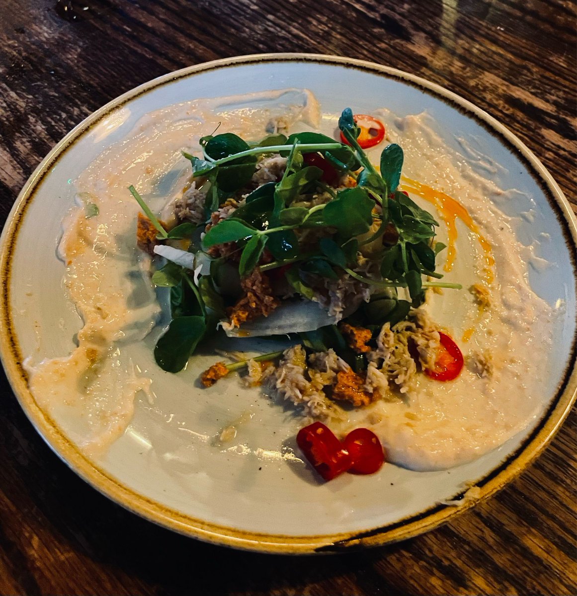 It's friday? Time to highlight another one of our delicious fish dishes, created by head chef Lucas.

This time... one of our most popular starters: devon crab salad. Brown crab mayo, pickled fennel, cucumber, watercress & chili. buff.ly/40VdfGk
#youngschefs #fishfriday