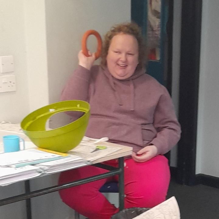 Catherine got into a bit of a sticky situation kneading the dough for the cheese scones she made with Beverley, thankfully everything turned out well, and she even enjoyed a game of hoops while she was waiting for them to bake 👩‍🍳🥟⭕️ #autism #inclusion #LifeSkills