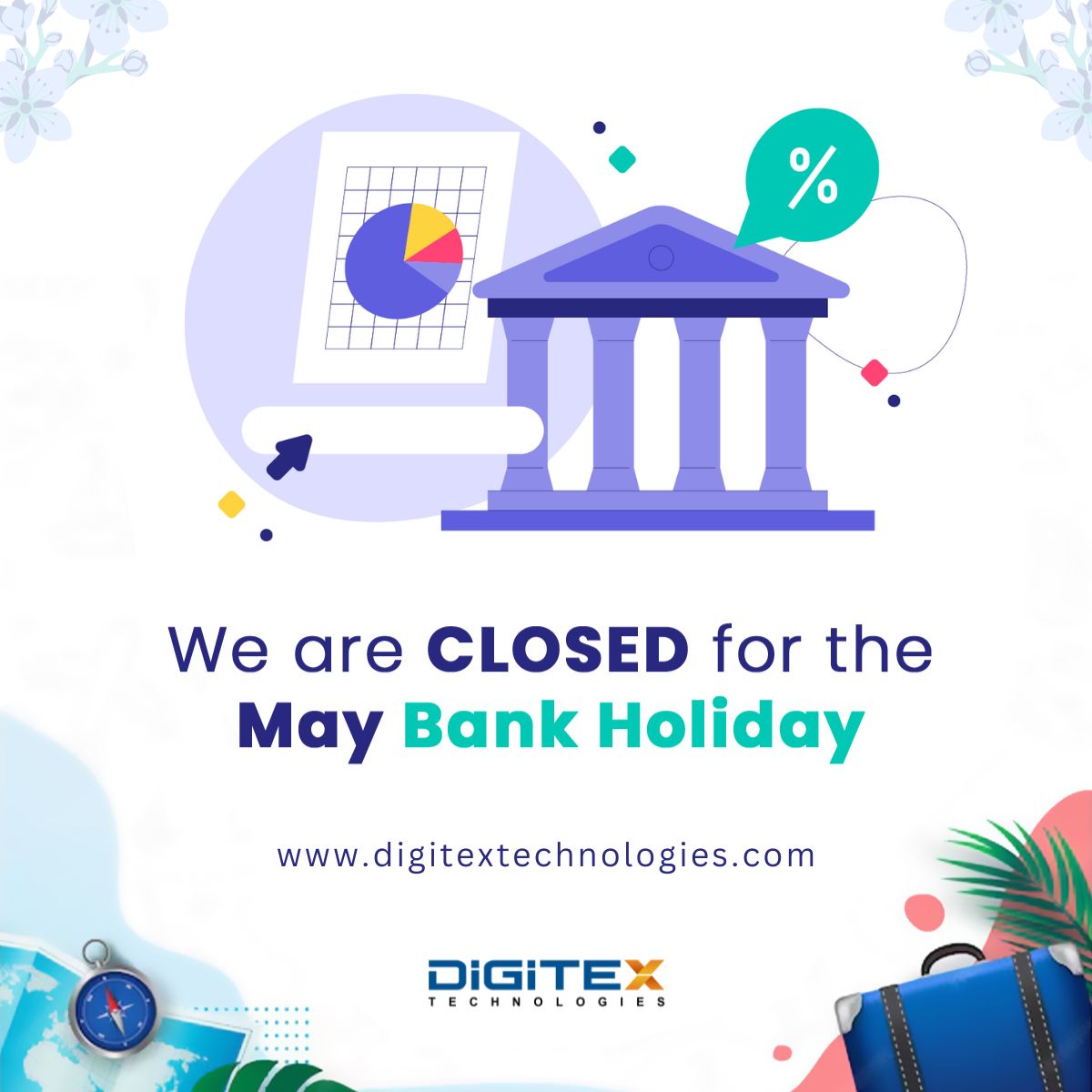 Just an FYI, all our offices are closed for the May Bank Holiday next week on Monday. We will be back Tuesday. Have a fantastic day off, enjoy it!

#maybankholiday #dayoff #happyholiday #digitextechnologies #holidayvibes