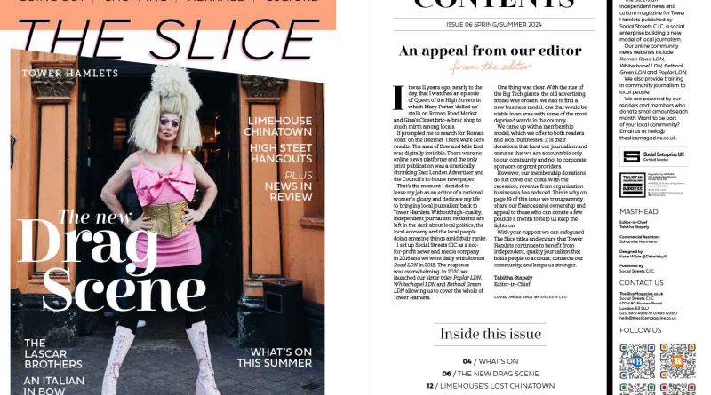 Out now! The Slice issue six has arrived The Slice’s sixth issue is a celebration of East End culture past and present, from Limehouse’s lost Chinatown to the drag artists shaping contemporary queer performance. romanroadlondon.com/the-slice-towe…
