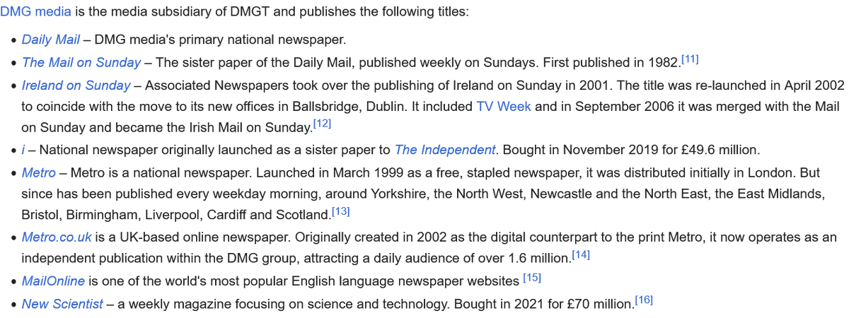 The Daily Mail Group runs all of these papers. Including i, Metro, Daily Mail and New Scientist. They are all paying tax in Bermuda, which is of course a tax haven, so they aren't paying any.