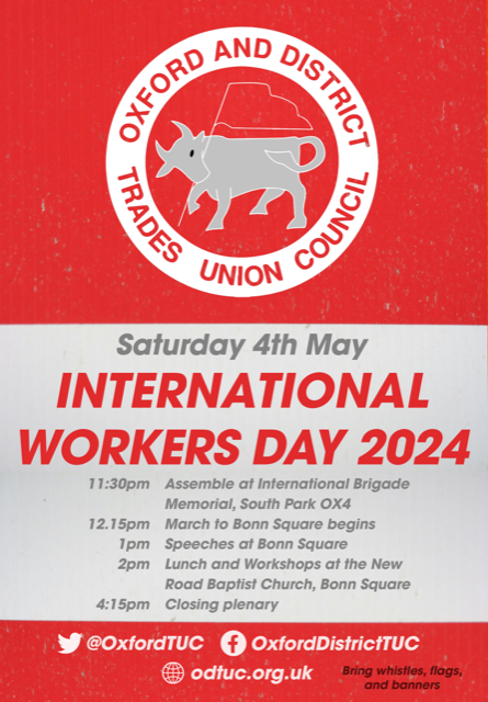 Our GS, @GawainLittle, will be speaking at tomorrow's Oxford May Day event, hosted by @OxfordTUC. 👋 We're looking forward to seeing you there! #GFTU #GFTU125 #MayDay2024