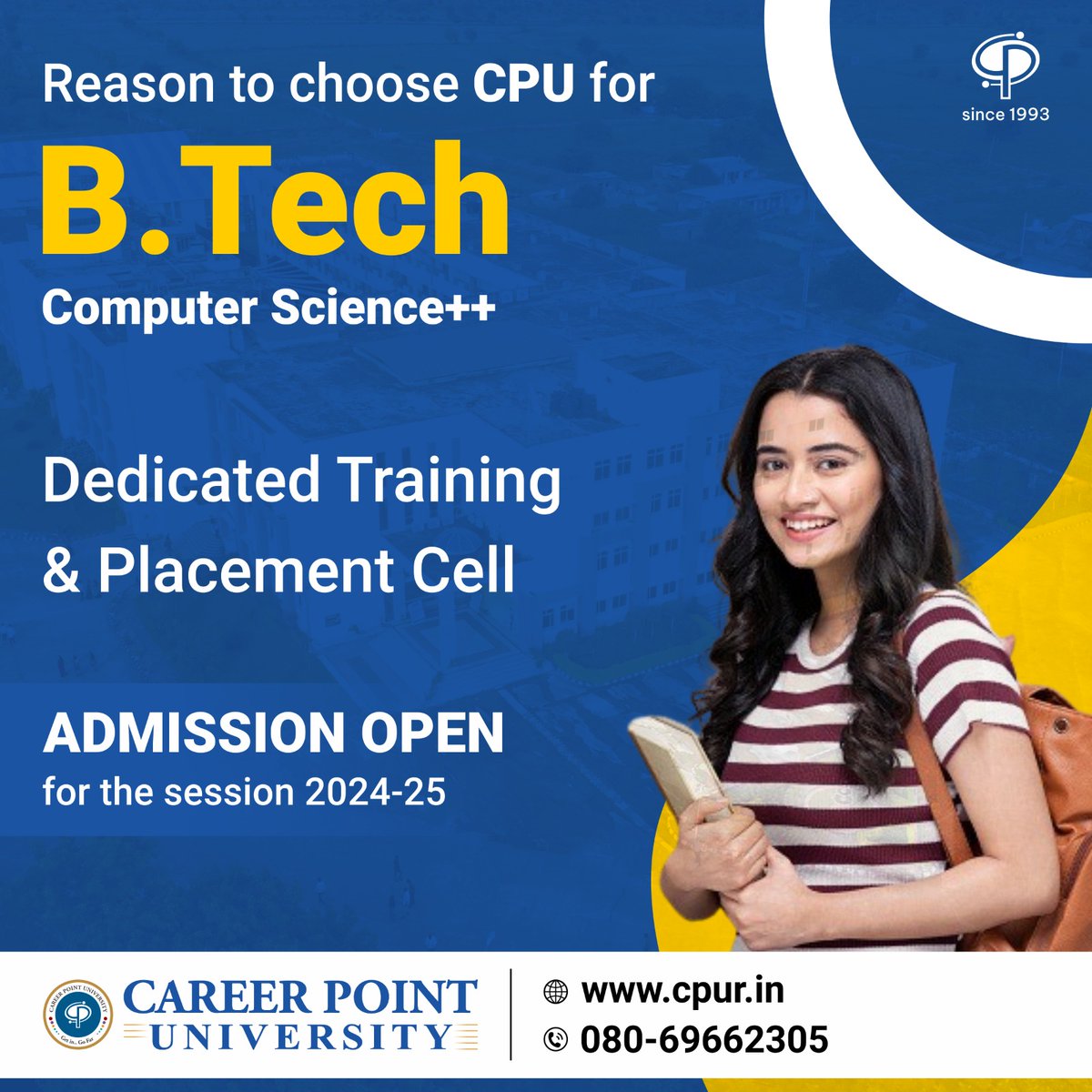 cpukota's tweet image. 👉 Here&apos;s why Career Point University (CPU) should be at the top of your list! 💻
✅ Reason #4:  Our dedicated Training &amp;amp; Placement Cell 
📞 For inquiries, call us at 080-69662305
🌐Visit our website: shorturl.at/gOS26

#CareerPointUniversity #BtechComputerScience #Training