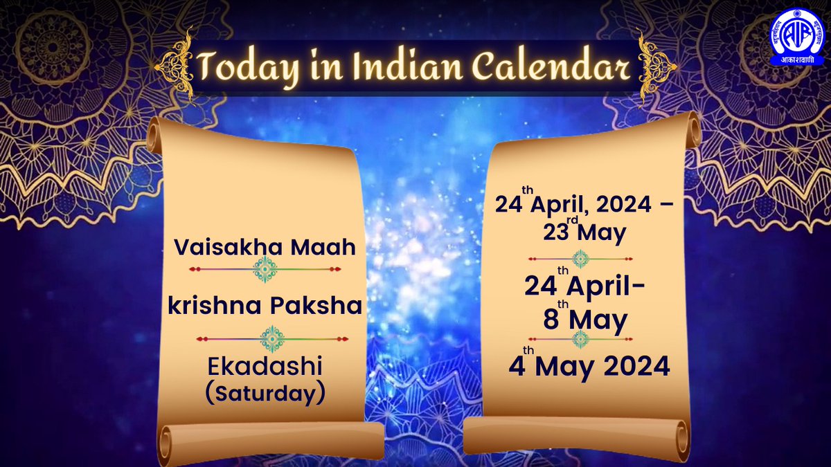 🌞Good Morning🙏
🗓️Today in Indian Calendar🗓️
▶️Vaisakha Maah
▶️Krishna Paksha
▶️Ekadashi
▶️4th May 2024
▶️Din - Saturday