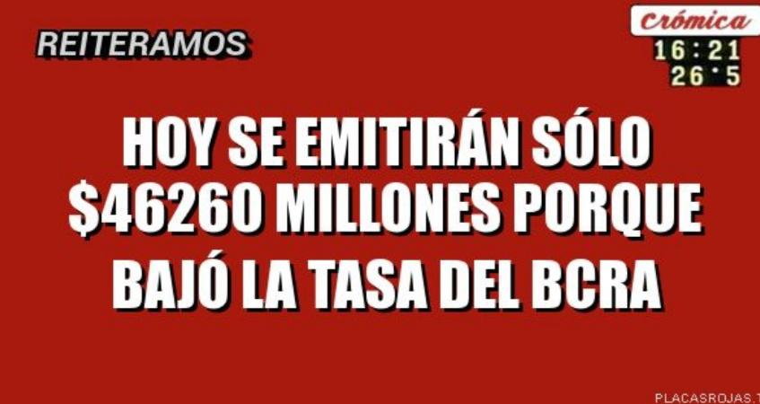 Aprox $33.307.225 tiene el BCRA en Pasivos por pura mala costumbre en proceso de reeducación. Falta poco para que el pueblo tenga ese crédito para invertir y pague intereses demandando y no el BCRA emitiendo Pesos. Con una nueva baja y la Tasa al 50% anual se emitiran sólo…