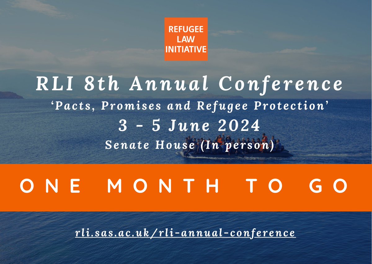ONE MONTH TO GO! 8th Annual Conference: ‘Pacts, Promises and Refugee Protection’ 3-5 June. This year’s theme interrogates the proliferation across the world of a range of new quasi-legal pacts on refugee protection. #law #refugees #refugeeprotection #idps shorturl.at/ijHV9