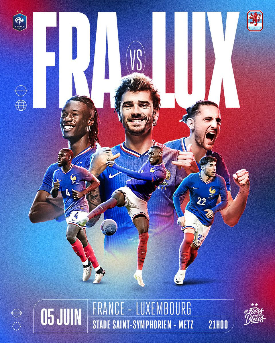 Les Bleus débuteront leur prépa à Metz le 5 juin face au Luxembourg 👊 La billetterie est ouverte ! 🎟️ l-fff.co/FRALUX