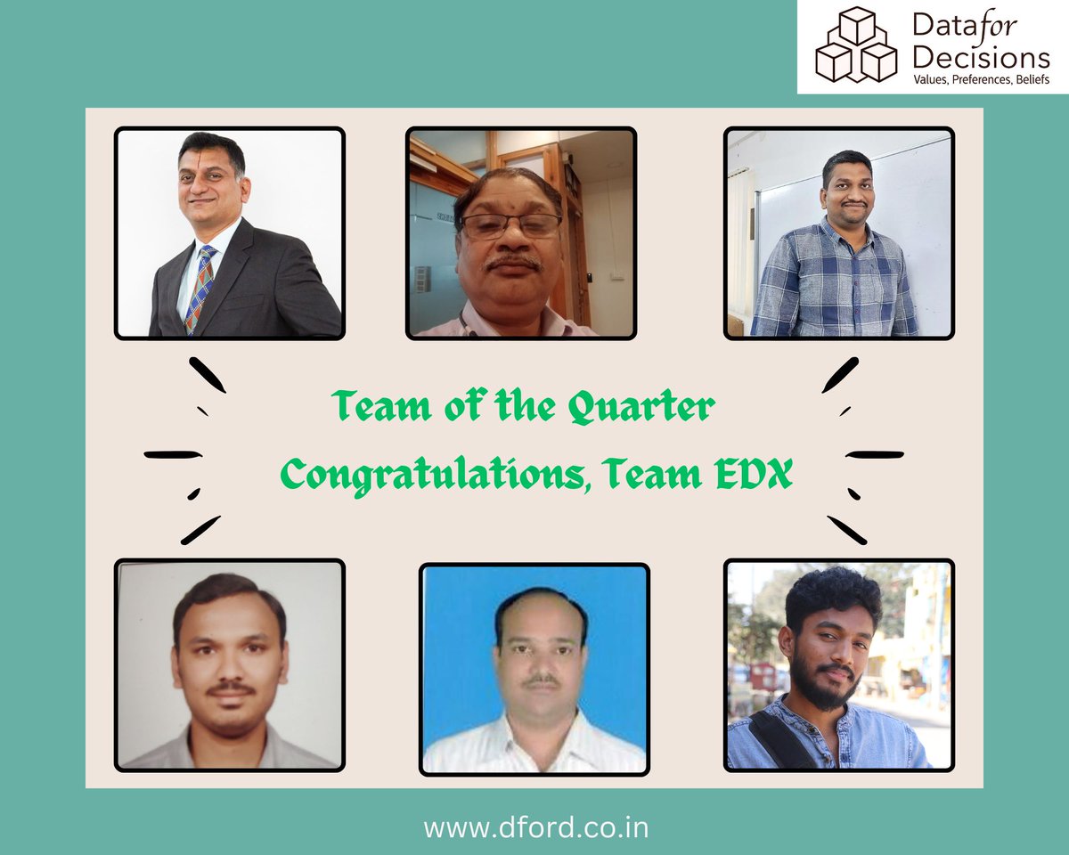 DecisionsFor's tweet image. 𝐓𝐞𝐚𝐦 𝐨𝐟 𝐭𝐡𝐞 𝐐𝐮𝐚𝐫𝐭𝐞𝐫 – 𝐄𝐧𝐭𝐞𝐫𝐩𝐫𝐢𝐬𝐞 𝐃𝐗 

We are happy to announce that our Team of the Quarter award goes to EDX. Congratulations to Team EDX for this stupendous achievement. 

#TeamOfTheQuarter #EnterpriseDX #EDX