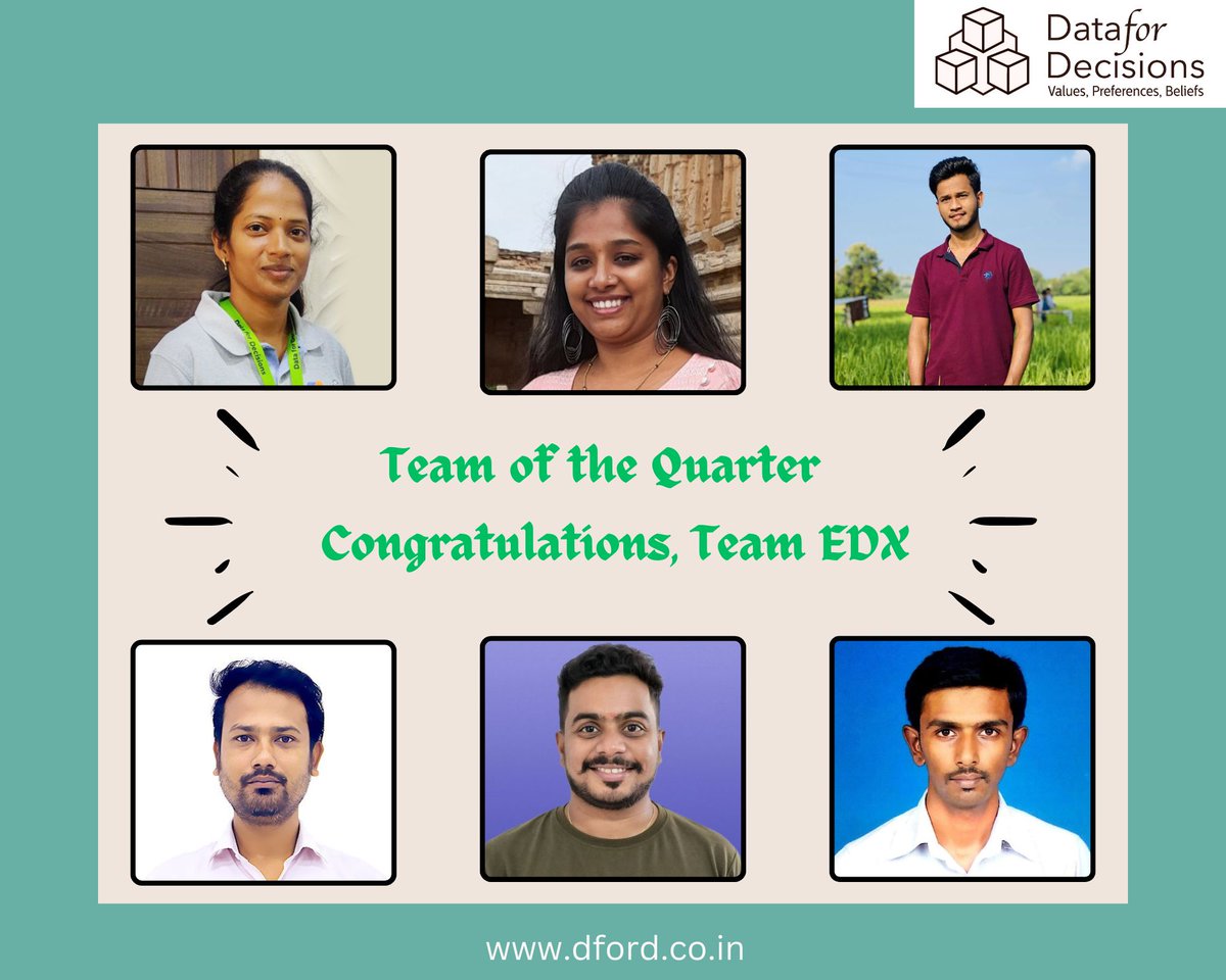 DecisionsFor's tweet image. 𝐓𝐞𝐚𝐦 𝐨𝐟 𝐭𝐡𝐞 𝐐𝐮𝐚𝐫𝐭𝐞𝐫 – 𝐄𝐧𝐭𝐞𝐫𝐩𝐫𝐢𝐬𝐞 𝐃𝐗 

We are happy to announce that our Team of the Quarter award goes to EDX. Congratulations to Team EDX for this stupendous achievement. 

#TeamOfTheQuarter #EnterpriseDX #EDX