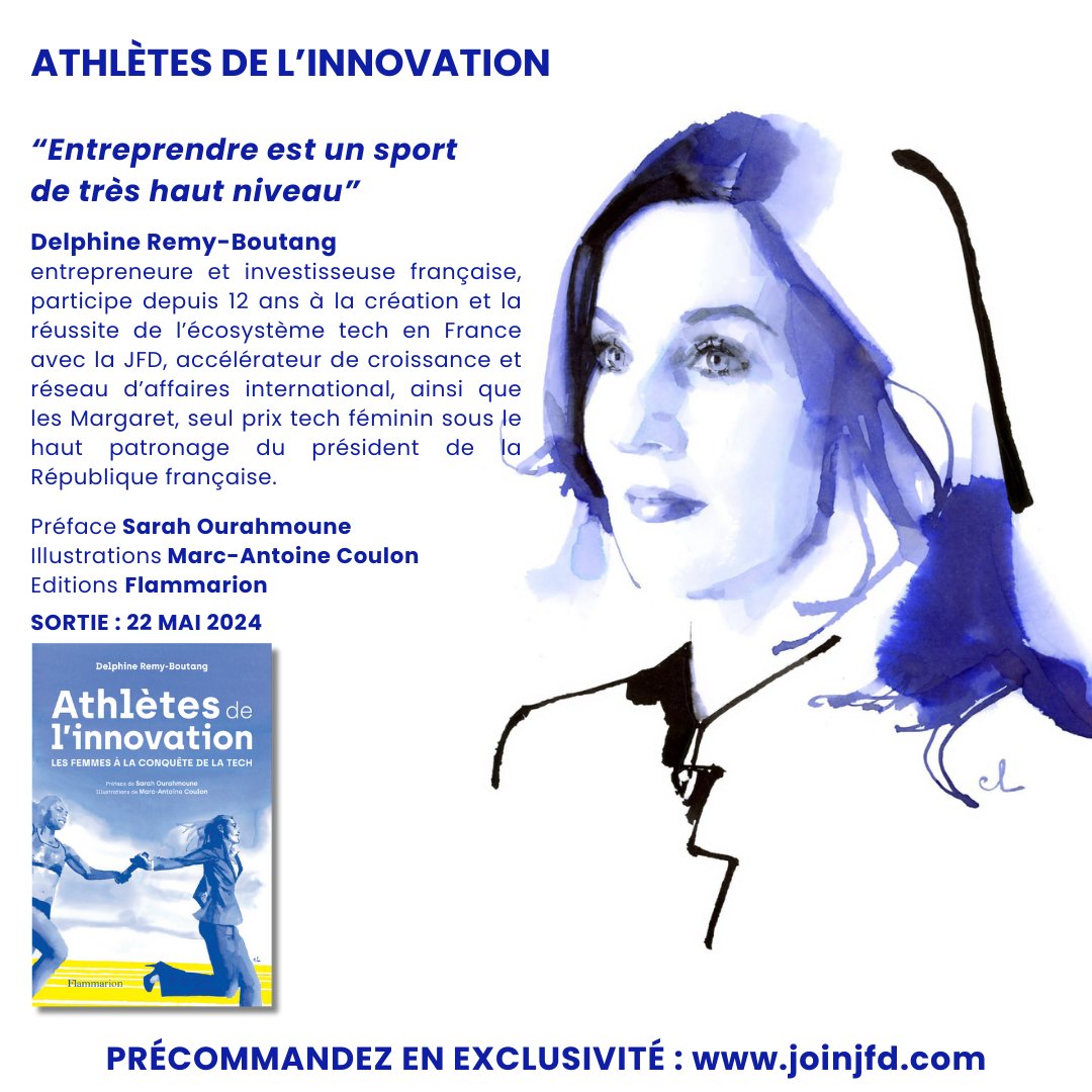 joinjfd's tweet photo. RDV le 22 mai pour la sortie du livre « Athlètes de l’innovation » @Ed_Flammarion 

🥂 Cocktail 22/05 @museedelaposte (sur invitation)
✍️ Dédicaces 23/05 à 11h @VivaTech, corner @Fnac et à 16h30 corner @GroupeLaPoste 
🍾 JFD Night “Athlètes de l’innovation” 4/06 @weare_sh https://t.co/ek0tkDuYby