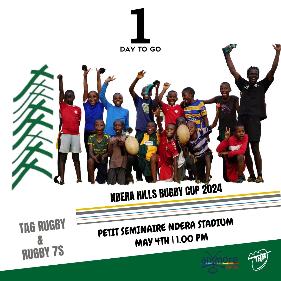 🚨 Just 1 day until the Ndera Hills Rugby Cup 2024! 🏆 

#bikore #dukinerugby #1000HillsRugby #RwandaRugbyLeague #sportsmanship #cerviziocivileuniversale #Volontariato  #boysandgirls #Rugby #Rwanda #Kigali #values #bikore10