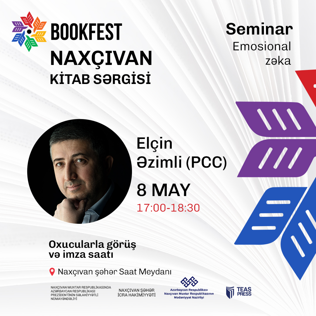 8 Mayda Naxçıvandayıq!

8 may saat 17.00-da Emosional intellekt mövzusunda seminarım, arxasınca isə müəllifi olduğum "Dan ulduzu" və "Çağrı" kitablarının imza saatı təşkil olunacaq.