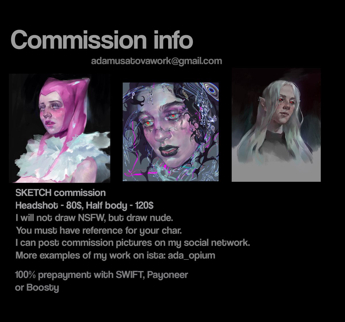 I’m in difficult situation, because I don’t have enough money for rent. I need 2 sketch or 1 portrait commission. Share, retweet please!