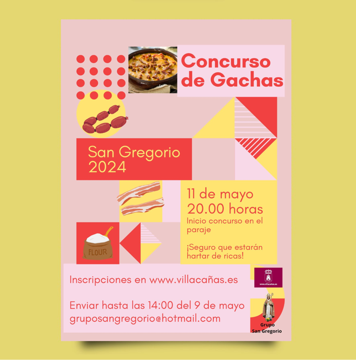 I Concurso de gachas tradicionales: El concurso se desarrollará en el paraje de San Gregorio el sábado 11 de mayo a las 20:00 h. 👉 Las inscripciones se realizarán a través del correo gruposangregorio@hotmail.com hasta las 14:00 h. del jueves 9 de mayo de 2024.