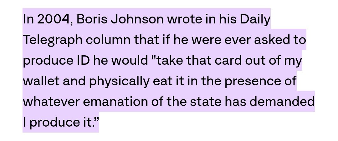 So, who else is looking forward to seeing Boris Johnson publicly eating his voter ID?

Or was it just another lie, from the liar maestro who trained the current encumbrance?