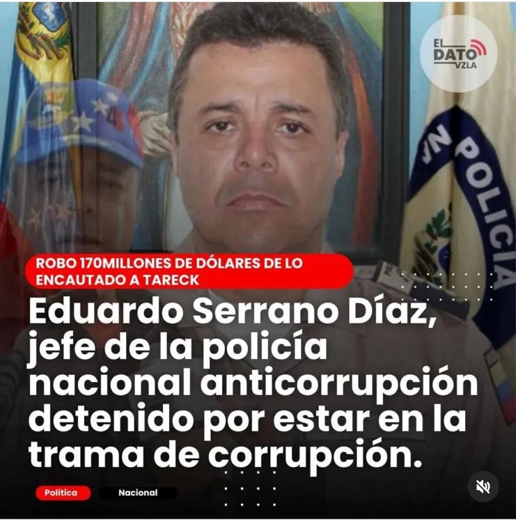 Con la detención Del General de División de la Guardia Nacional Eduardo Serrano Diaz, está claro que el proceso de canibalizacion del chavismo está en marcha. Falta más por caer y con ello su debilitación!