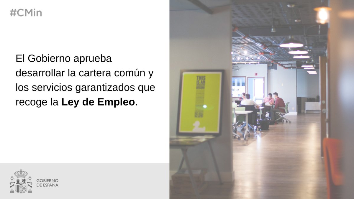 El Gobierno aprueba el desarrollo de la cartera común de servicios de la Ley de Empleo. ☑️Regulará el catálogo de servicios garantizados y contará con itinerarios personalizados para mejorar la formación y empleabilidad de los parados. Info⬇️ lamoncloa.gob.es/consejodeminis…