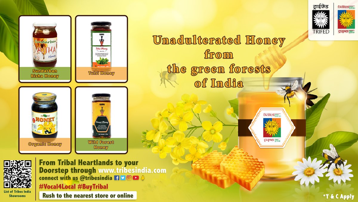 Explore the true essence of nature with @tribesindia's Pure and Unadulterated #Honey, sourced from the bountiful forests of India. Trust only the Tribes Mark for your honey needs. Shop Now !!: bit.ly/3QfsTZ3 #Vocal4Local #BuyTribal #TribesIndia #PureHoney