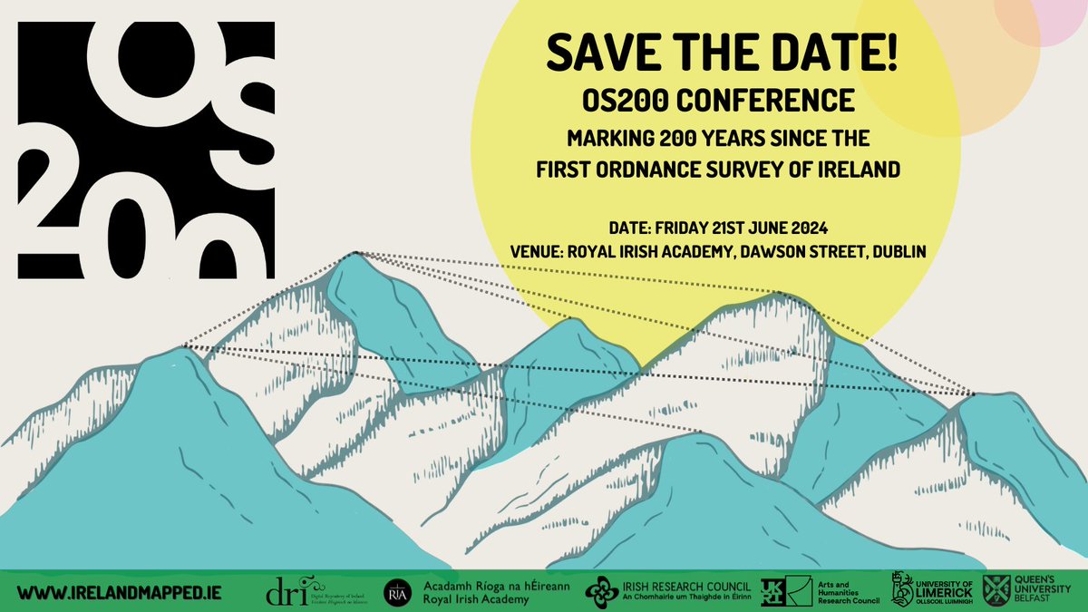 Registration for the #OS200 conference is live! 🎉

Where: @RIAdawson
When: 09:30 -17:30, Friday 21st June

The event is free to all who register and tea and coffee will be provided. Spaces are limited. 

#LoveIrishResearch @IrishResearch @ahrcpress 

tickettailor.com/events/digital…