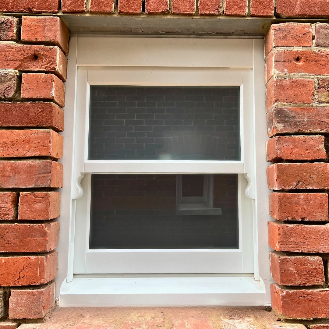 Our latest installation brings shabby chic vibes to life with this adorable tiny wooden sash window. 💚 Who else is loving the small details on the frame? #shabbychic #timberwindows #bespokewindows #sashwindows #vintagevibes #homerenovation