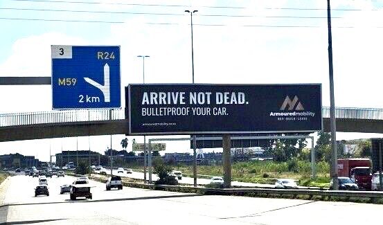 I did a 😳 when I saw this billboard outside ORT last week. Today came Armoured Mobility’s media release. “1,800 people lost their lives to violent crime in Gauteng in Q4 2024.” “Our campaign urges individuals to take proactive steps to safeguard their well-being on the move.'