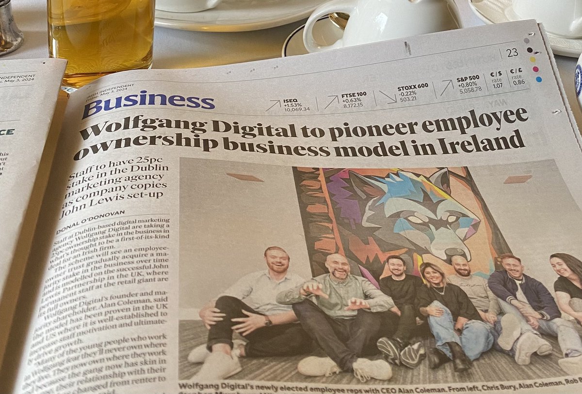 1st Irish EOT! @WolfgangDigital has employee ownership. This is business news headline story in @IrishIndependRX @donalodonovan Also founder @AlanCWolfgang interviewed on @rtenews Spread the word. Irish employee ownership starts here.