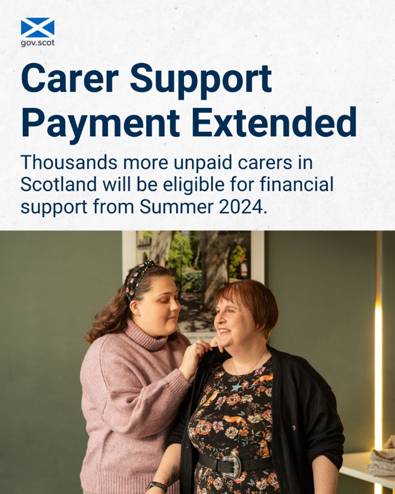 Carer Support Payment will extend to 10 new council areas this summer. The benefit replaces @DWPgovuk's Carer's Allowance in Scotland. Many young carers in education will become eligible for this financial support for the first time. Read more: gov.scot/news/thousands…