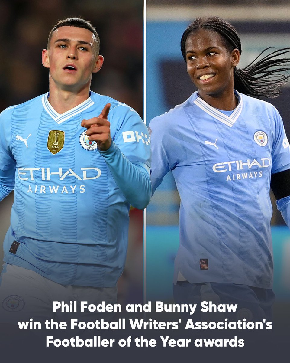 A @ManCity double for Footballer of the Year at the @theofficialfwa awards! 🏆 Congratualtions to @PhilFoden and Bunny 👏