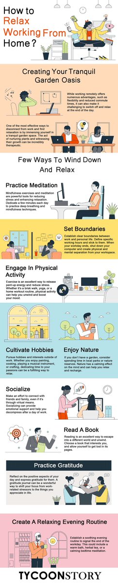 Working From Home? Here’s How to Wind Down [INFOGRAPHIC]

#WorkFromHomeLife #wellness #DigitalDetoxTips #RemoteWorkRoutines #RemoteWorkLife #HomeOfficeRelaxation #WorkLifeHarmony @TycoonStoryCo @tycoonstory2020 @FlexJobs @HubSpot @PCMag 
tycoonstory.com/working-from-h…