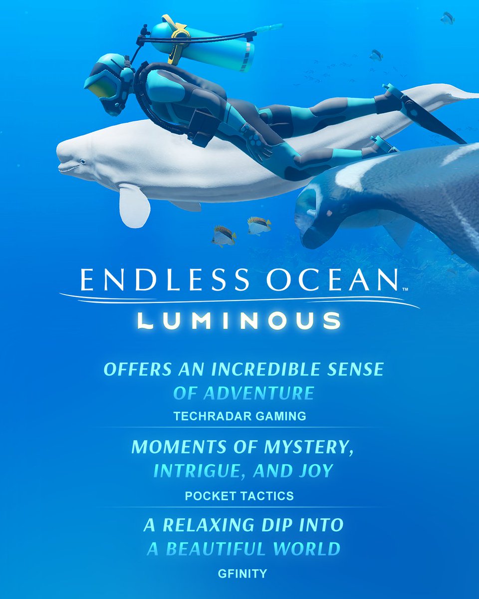 Dive in and discover a mysterious underwater world, either solo or online with friends. From a leisurely swim to an encyclopedic expedition, explore the ocean at your own pace... #EndlessOceanLuminous is out now on #NintendoSwitch.