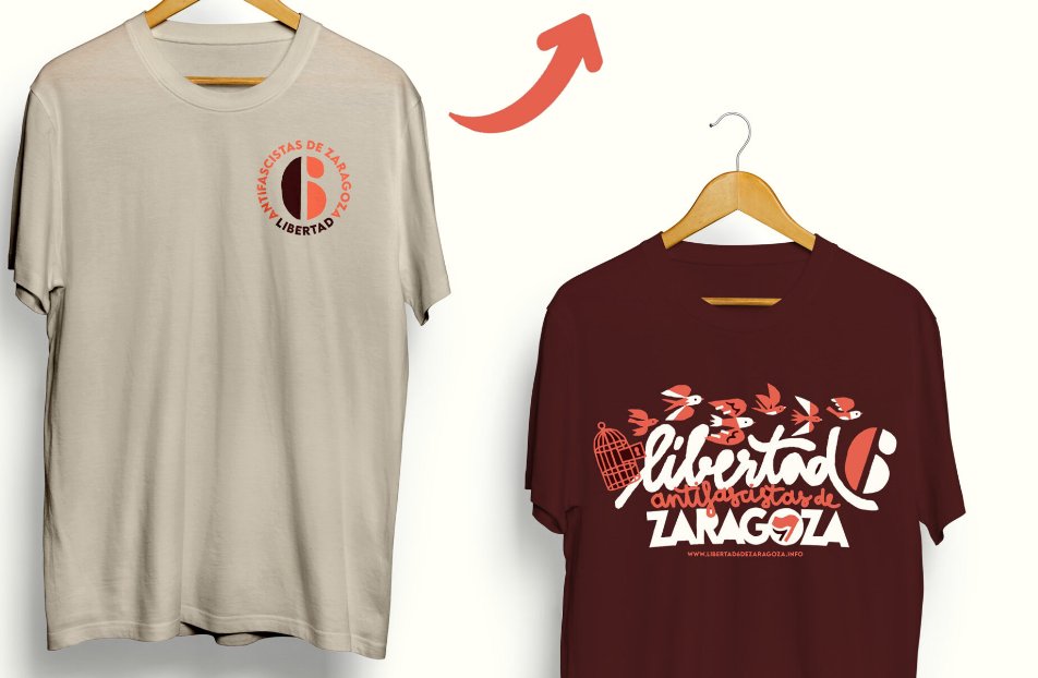 Apoya el caso de los <a href="/Libertad6Zgz/">Libertad 6 de Zaragoza</a> en goteo.org/project/libert… o comprando una camiseta.

Manifestarse NO es un delito!