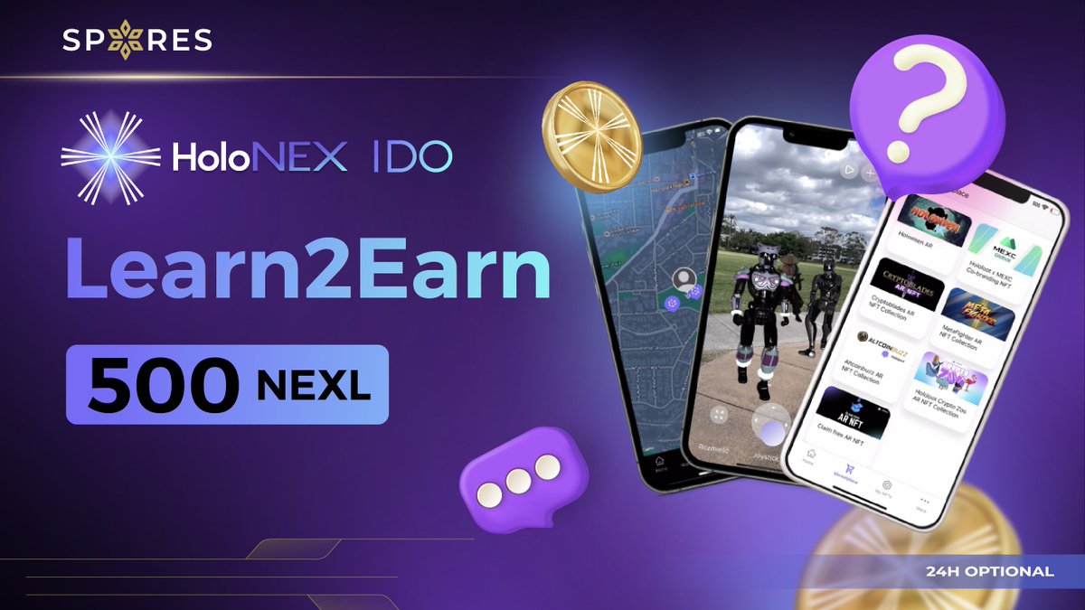 📢@Spores_Network X @HoloNexAR 𝗟𝗘𝗔𝗥𝗡𝟮𝗘𝗔𝗥𝗡 𝗘𝗩𝗘𝗡𝗧 Exciting news! We're thrilled to announce the collaboration between Spores & @HoloNexAR for our event: Learn2Earn ⚡️⚡️ ➡️ Answer questions and win great rewards: forms.gle/4oBa2e1d2Mz5Wj… 💰 Prize pool: 500 $NEXL for