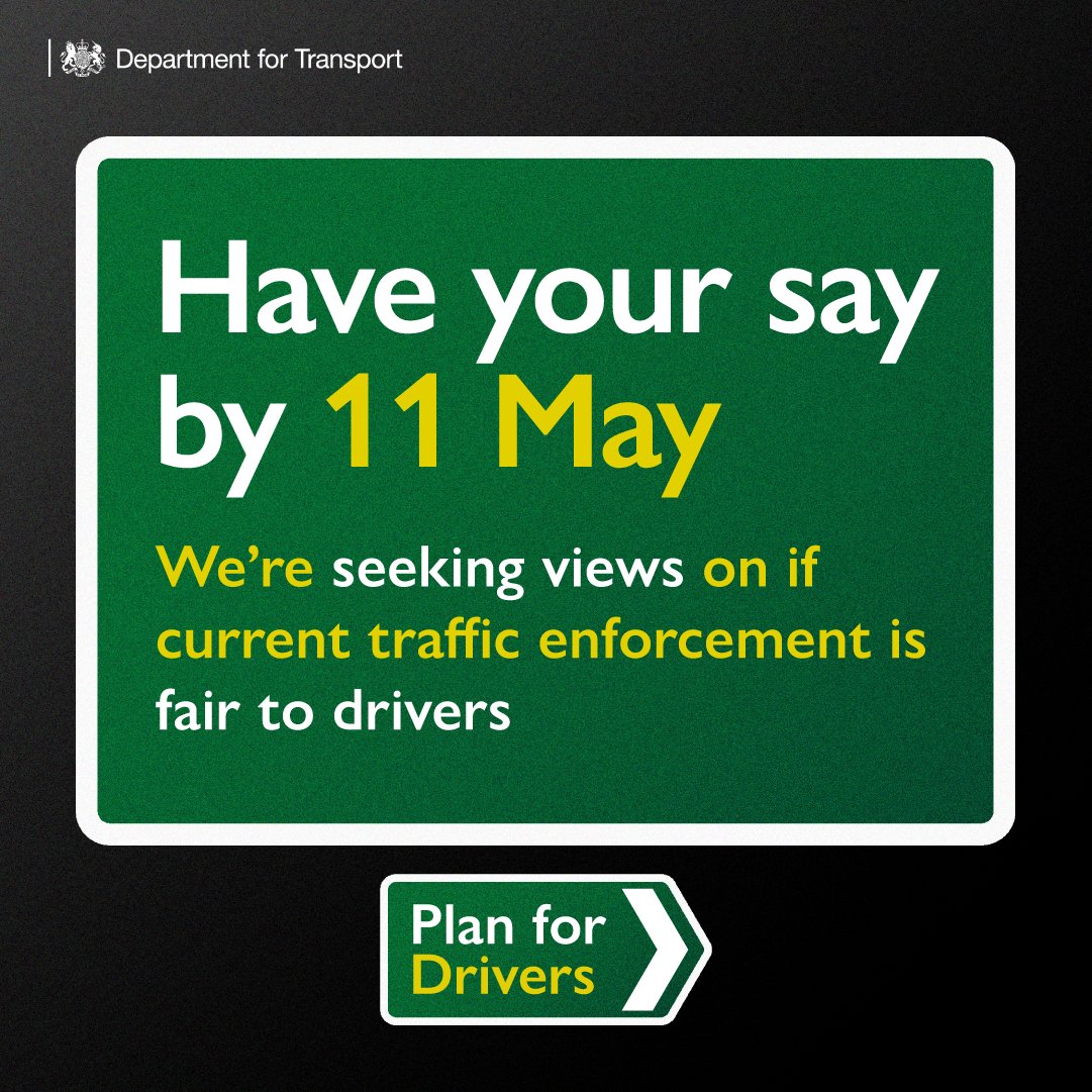 Caught out by driving in bus lanes or yellow box junctions? We want to hear from you on whether the current traffic enforcement measures are fair to drivers. Have your say by 11 May: gov.uk/government/cal…
