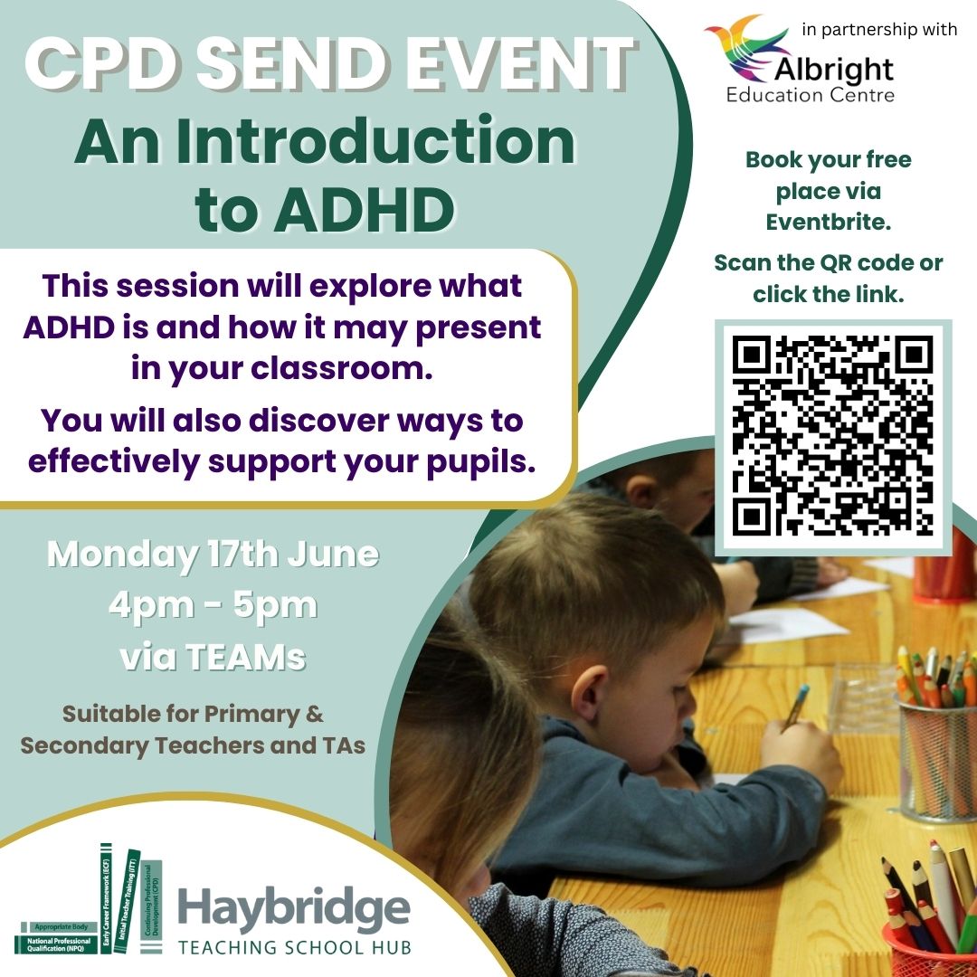 Improve your understanding of #ADHD and discover ways to support students in your classroom on this FREE #CPD #SEND online session. eu1.hubs.ly/H08Xl9q0
#haybridgetsh #teachers #sandwellteachers #dudleyteachers #learntoteach