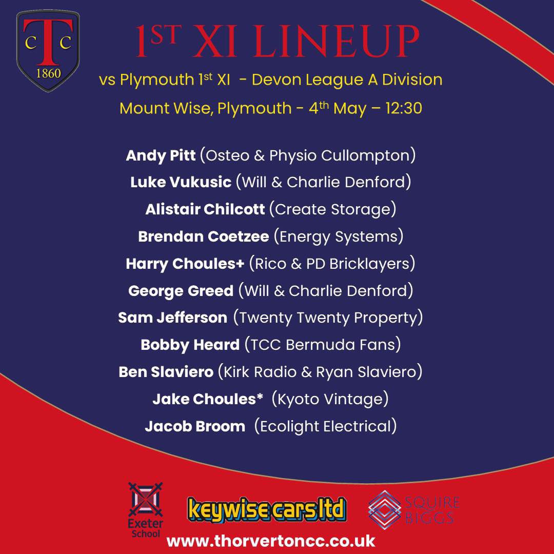 WEEKEND TEAM NEWS ⤵️

The Devon Cricket League returns on Saturday!

1️⃣ - The 1st XI travel to Plymouth; Brendan Coetzee makes his competitive debut. 

🏟 - Mount Wise, Plymouth 
⏰ - 12:30
🏆 - Devon Cricket League A Division
🏏 - 50 overs per side