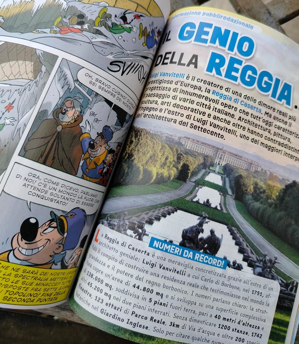 L'8 maggio una storia a fumetti di #Topolino ispirata alla #ReggiadiCaserta e a Luigi Vanvitelli! Corri in edicola, ti aspetta “Zio Paperone e la regale ispirazione”!