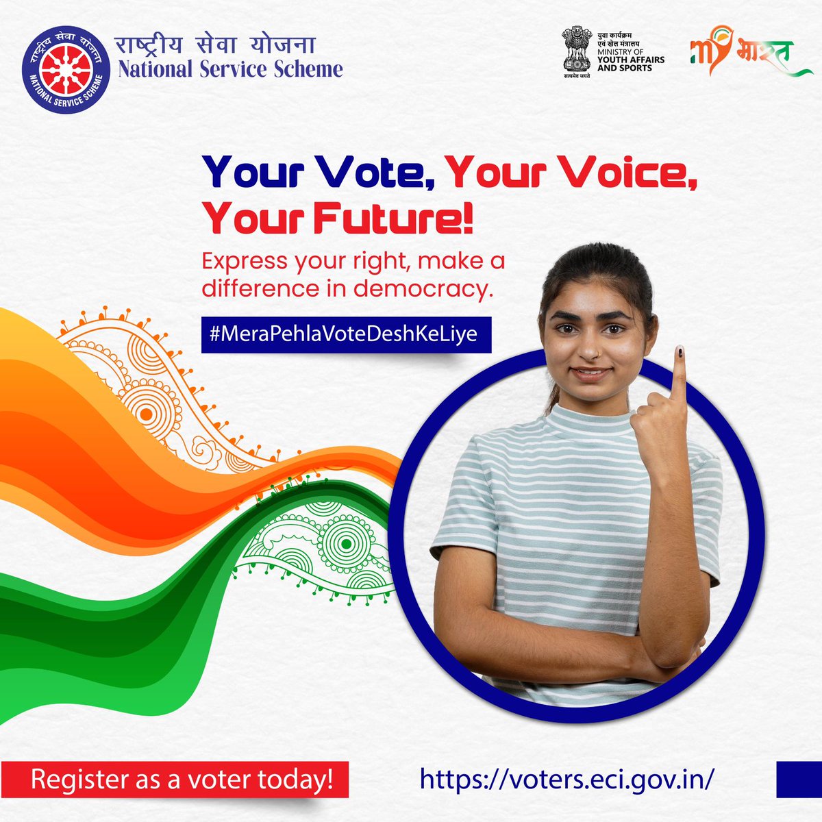 As young citizens, our votes shape the world we want to live in. Don't sit back, step up! Your vote isn’t just a right, it's your strength. Register as a voter today! #voterawareness #MeraPehlaVoteDeshKeLiye #Vote4Sure